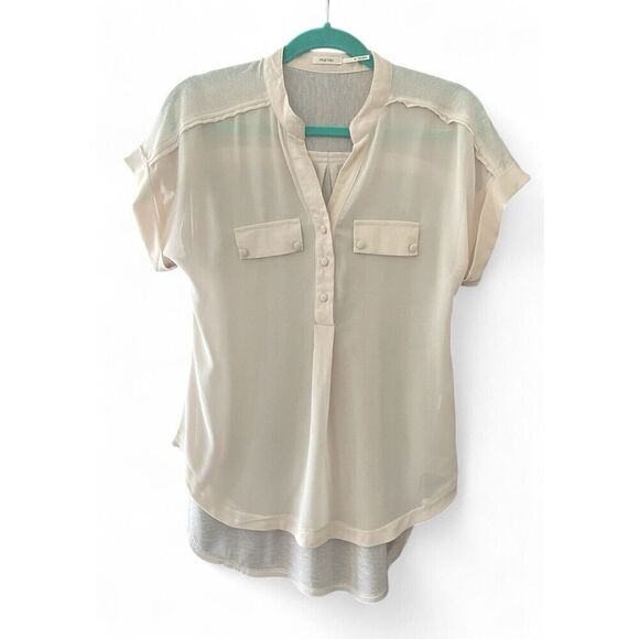 POETRY Women’s See Through Cream Blouses Size M Excellent Condition see Measures - Picture 1 of 6